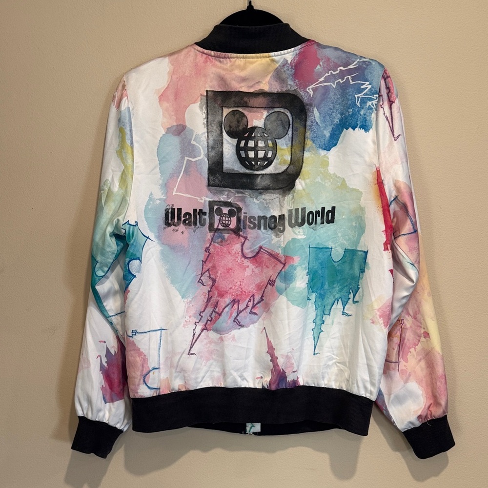 Disney World Disney Parks Multicolor Light Weight Bomber Jacket Casual Chic - Picture 5 of 6